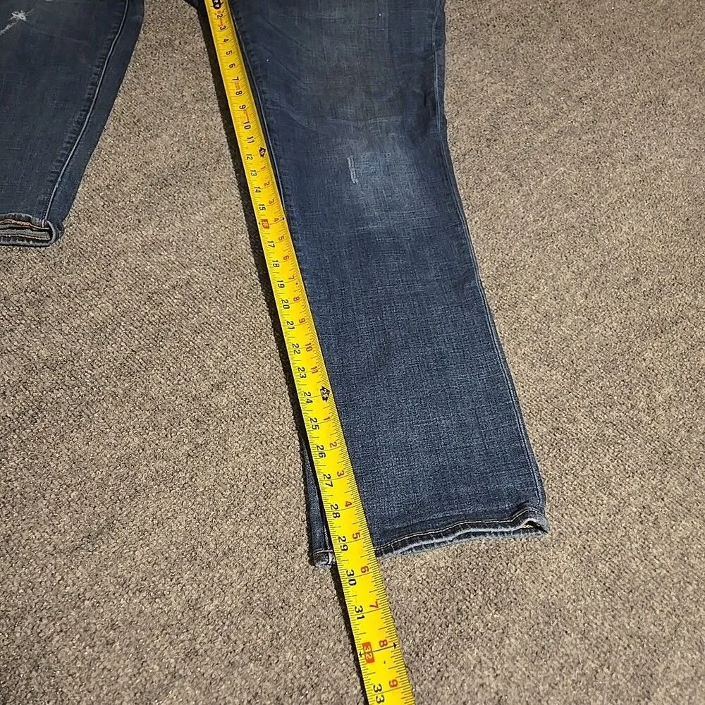 J Crew Denim Jeans Mens 34 Blue Stretch Straight Distressed Casual Pockets
